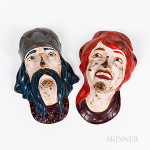 Two Paint-decorated Cast Iron Carousel Masks