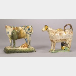Two Staffordshire Earthenware Cow Groups