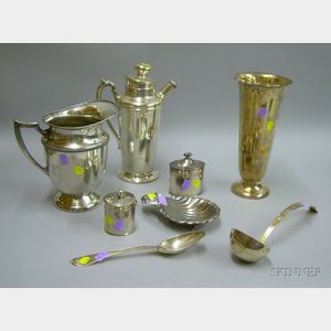 Eight Coin and Silver Plated Tableware Items