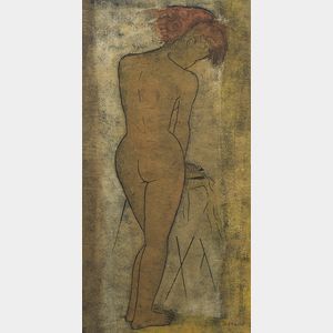 Angel Botello (Puerto Rican, 1913-1986) Nude Ironing