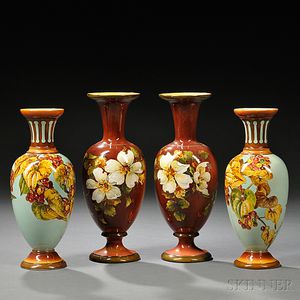 Two Pairs of Doulton Lambeth Faience Vases