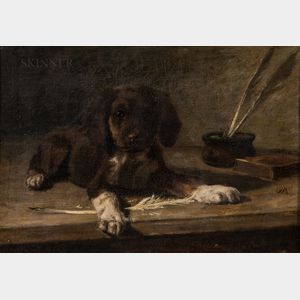 Franklin Whiting Rogers (American, 1854-1917) Portrait of a Puppy with a Quill