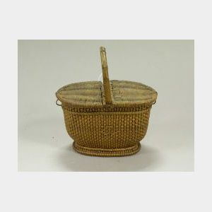 Miniature Double-Lidded Woven Basket.