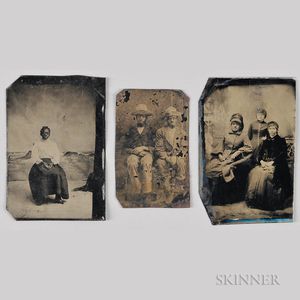 Three Tintypes Depicting Seated African Americans. 