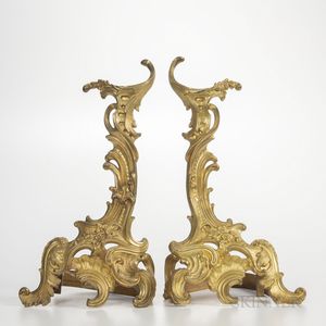 Pair of Gilt-bronze Rococo-style Chenet