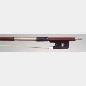 French Silver Mounted Violin Bow, Roger Lotte