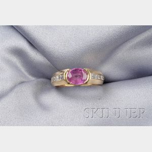 18kt Gold, Pink Sapphire, and Diamond Ring, Adler
