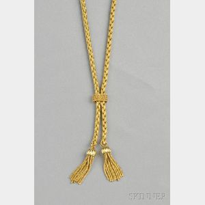 18kt Gold Tassel Slide Necklace