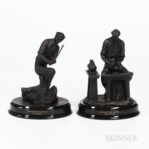 Two Wedgwood Limited Edition Skills of the Nation Black Basalt Figures