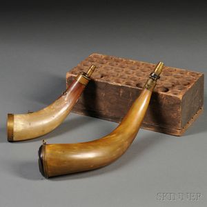 Two Powder Horns and a Loading Block