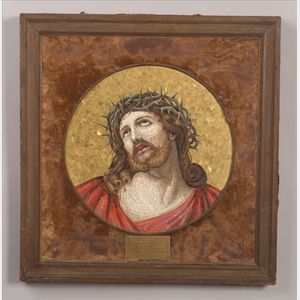 Italian Mosaic Plaque of Christ Crowned with Thorns
