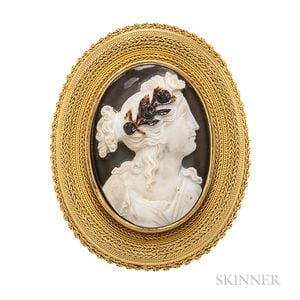 Antique Gold and Hardstone Cameo Brooch