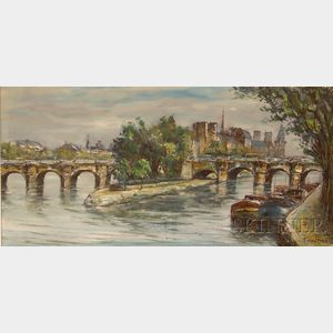Raymond Besse (French, 1899-1969) Le Pont Neuf, Paris.