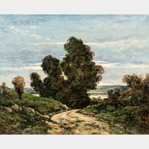Henri-Joseph Harpignies (French, 1819-1916) Cart Path, Loire Valley