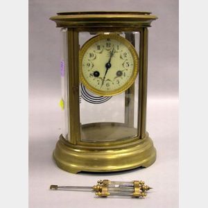 French Brass and Glass Mantel Clock.