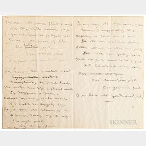 Alcott, Louisa May (1832-1888) Unpublished Manuscript Poem, To Constance , Concord, c. 1882.