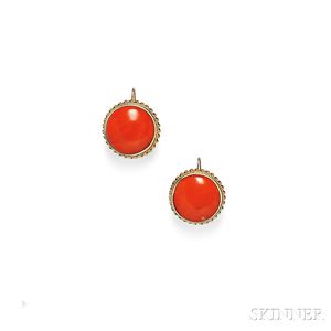 14kt Gold and Coral Earpendants