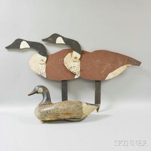 Three Carved and Painted Wood Goose Decoys