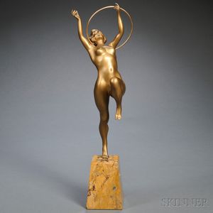 Continental School, 20th Century Nude Dancer with Hoop