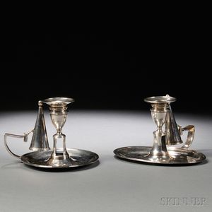 Pair of George III Silver Chambersticks with Snuffers