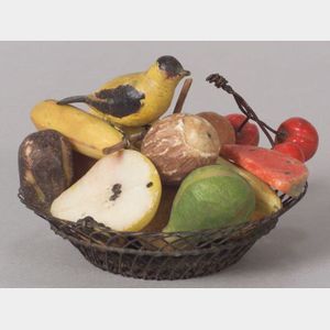 Miniature Wirework Basket with Miniature Stone Fruit