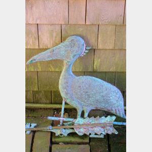 Molded Copper Pelican-form Weather vane