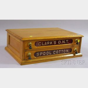 Clark's Ash Two-Drawer Retail Counter Top Spool Cabinet