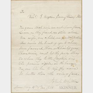 Whittier, John Greenleaf (1807-1892) Autograph Poem Signed and Autograph Letter Signed.