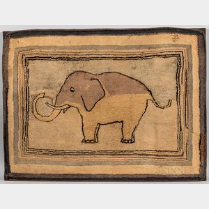 Two Elephant Hooked Rugs