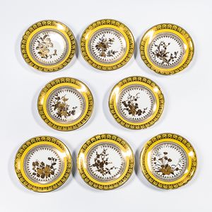 Eight Royal Worcester Porcelain Plates for Richard Briggs Boston