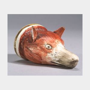 Polychrome Fox Head Earthenware Stirrup Mug