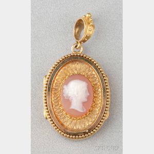 Antique 18kt Gold and Hardstone Cameo Locket