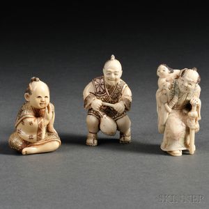 Three Ivory Netsuke of Figures