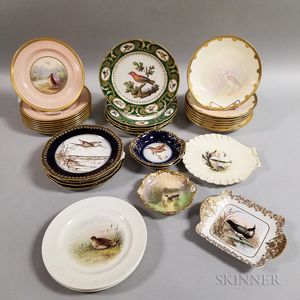 Thirty-four Bird-decorated Porcelain Plates and Dishes
