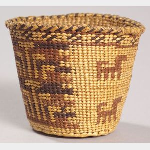 Columbia River Pictorial Twined Basketry Bowl