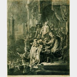 Rembrandt Harmensz van Rijn (Dutch, 1606-1669) Chirst Before Pilate: Large Plate