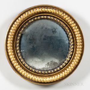 Round Carved Giltwood and Gesso Mirror