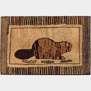 Hooked Rug with Beaver