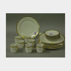 Twenty Pieces Limoges and Noritake Gold-band Porcelain Plates, Demitasse Cups and Saucers.