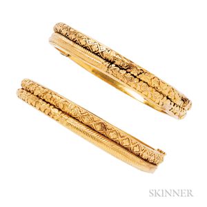Pair of High-karat Gold Bracelets