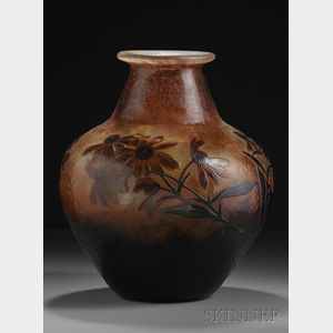 Daum Monumental Cameo Glass Vase