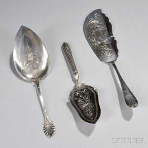 Three Engraved Massachusetts Coin Silver Flatware Serving Pieces