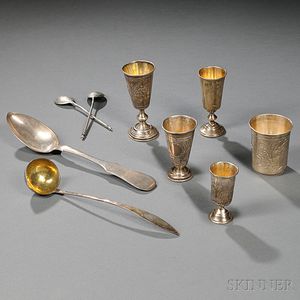 Eight Russian .875 Silver Items