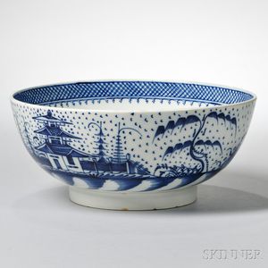 Blue- and White-decorted Pearlware Punchbowl