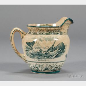 Transfer Decorated New Bedford, Massachusetts, Souvenir Pottery Pitcher