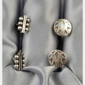 Two Pairs of Sterling Silver Cuff Links, Georg Jensen