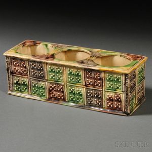 Staffordshire Cream-colored Earthenware Triple-well Inkstand