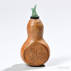 Double Gourd Snuff Bottle with Fu Characters