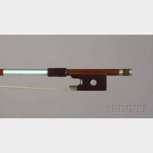 Nickel Mounted Violin Bow, Probably French, c. 1920