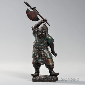 Bronze Cloisonne-enameled Figure of Guan Yu